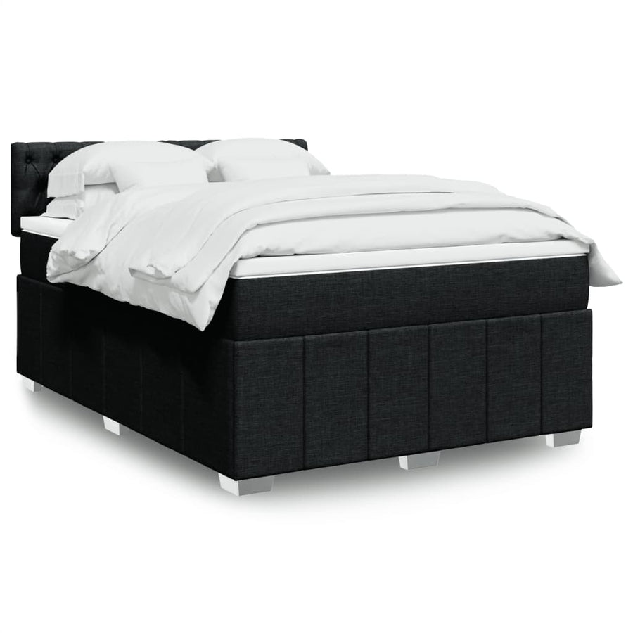 Boxspring met matras stof zwart 140x200 cm