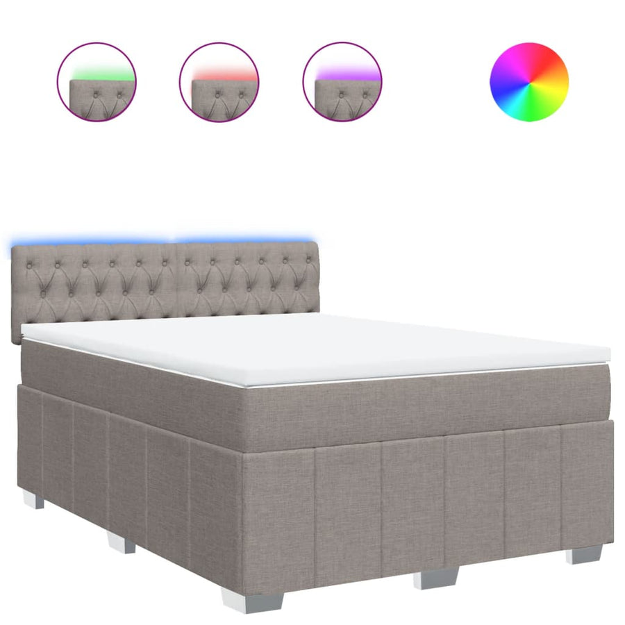 Boxspring met matras stof taupe 140x200 cm