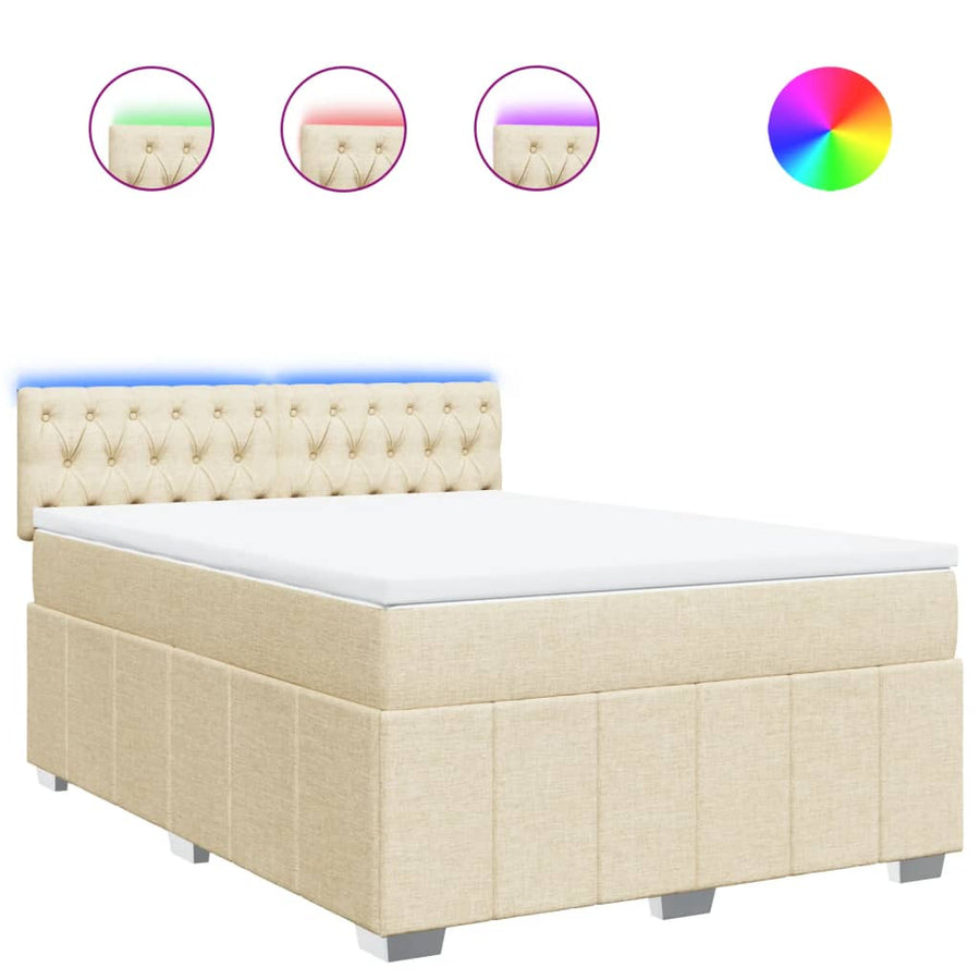 Boxspring met matras stof crèmekleurig 140x200 cm