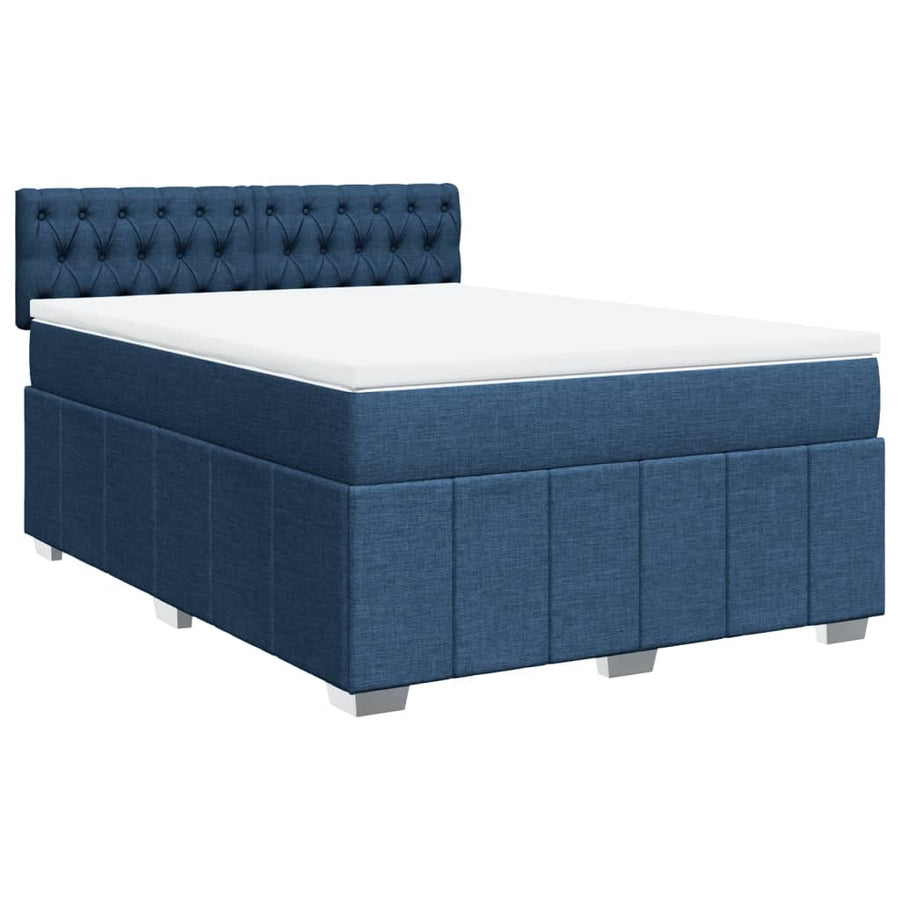 Boxspring met matras stof blauw 140x200 cm