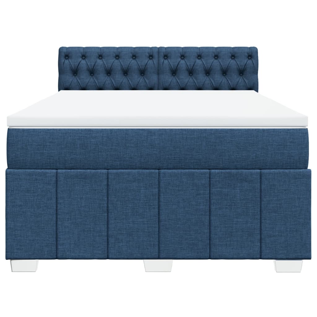 Boxspring met matras stof blauw 140x200 cm