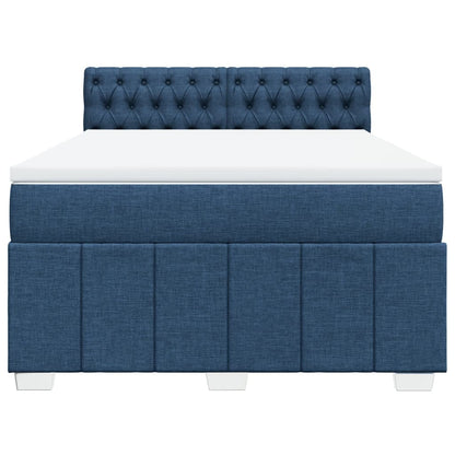 Boxspring met matras stof blauw 140x200 cm