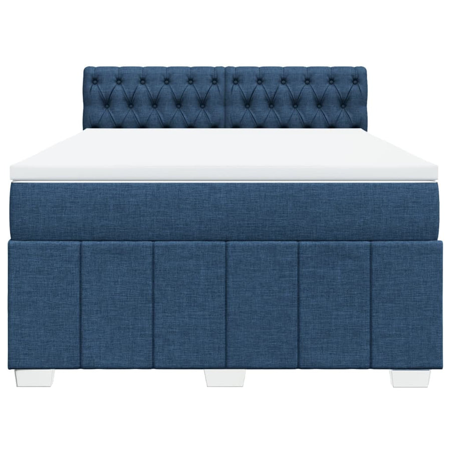 Boxspring met matras stof blauw 140x200 cm