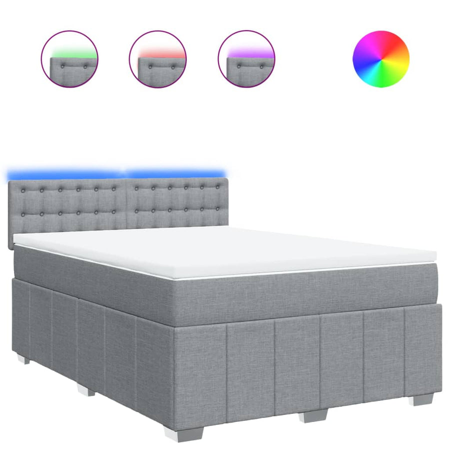 Boxspring met matras stof lichtgrijs 140x200 cm