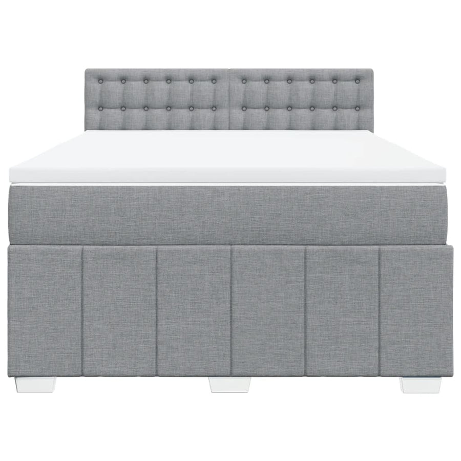 Boxspring met matras stof lichtgrijs 140x200 cm