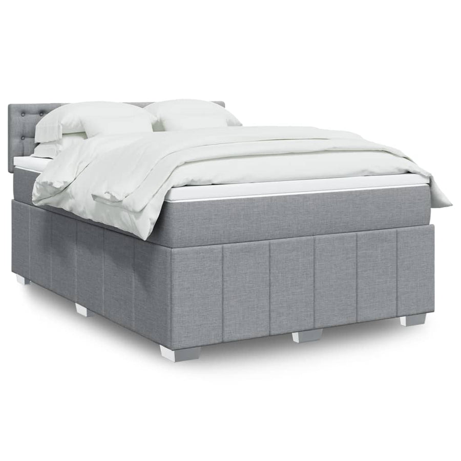 Boxspring met matras stof lichtgrijs 140x200 cm