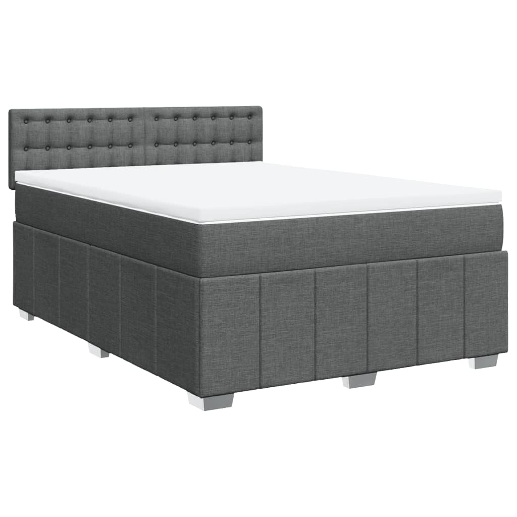 Boxspring met matras stof donkergrijs 140x200 cm