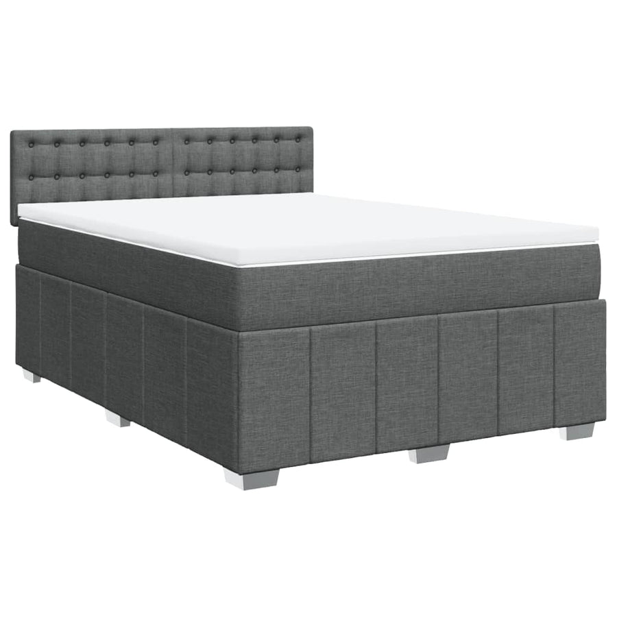 Boxspring met matras stof donkergrijs 140x200 cm