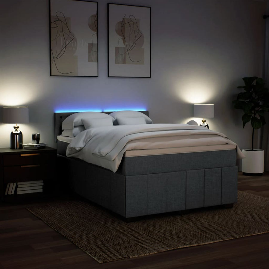 Boxspring met matras stof donkergrijs 140x200 cm