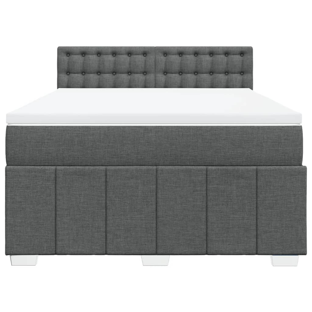 Boxspring met matras stof donkergrijs 140x200 cm
