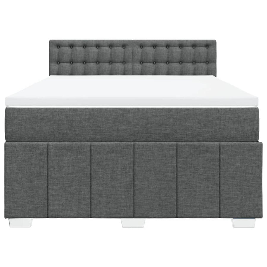 Boxspring met matras stof donkergrijs 140x200 cm