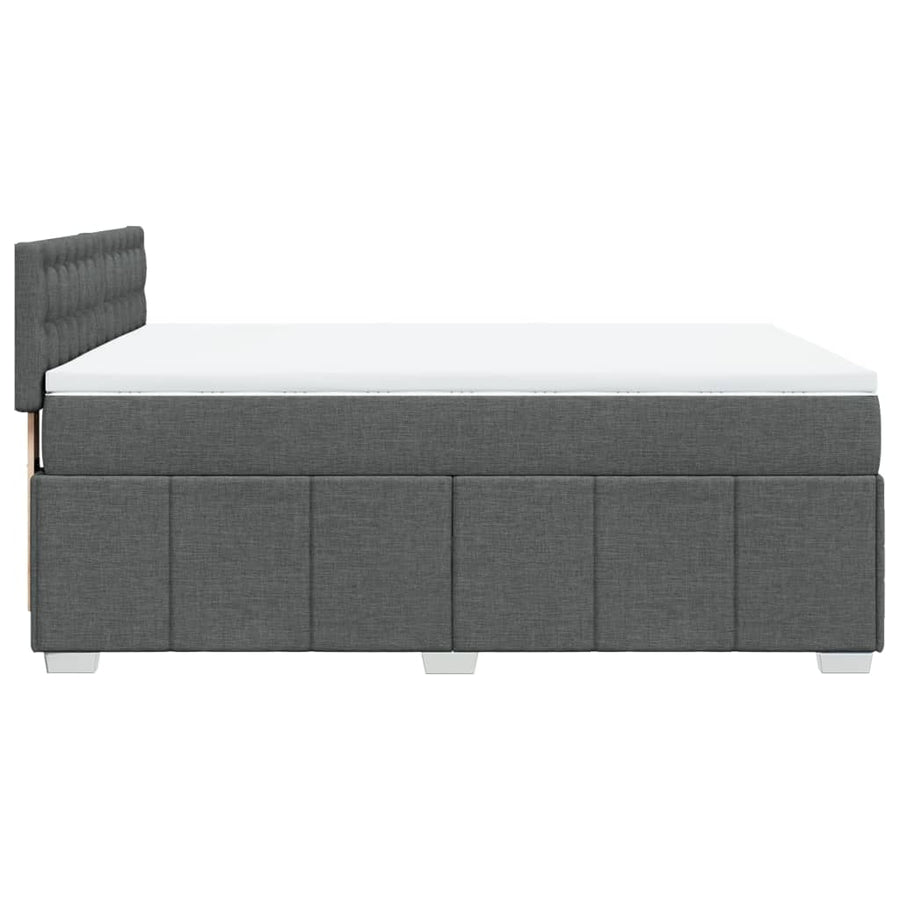 Boxspring met matras stof donkergrijs 140x200 cm