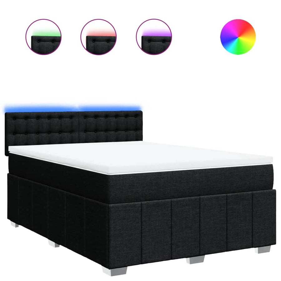 Boxspring met matras stof zwart 140x200 cm