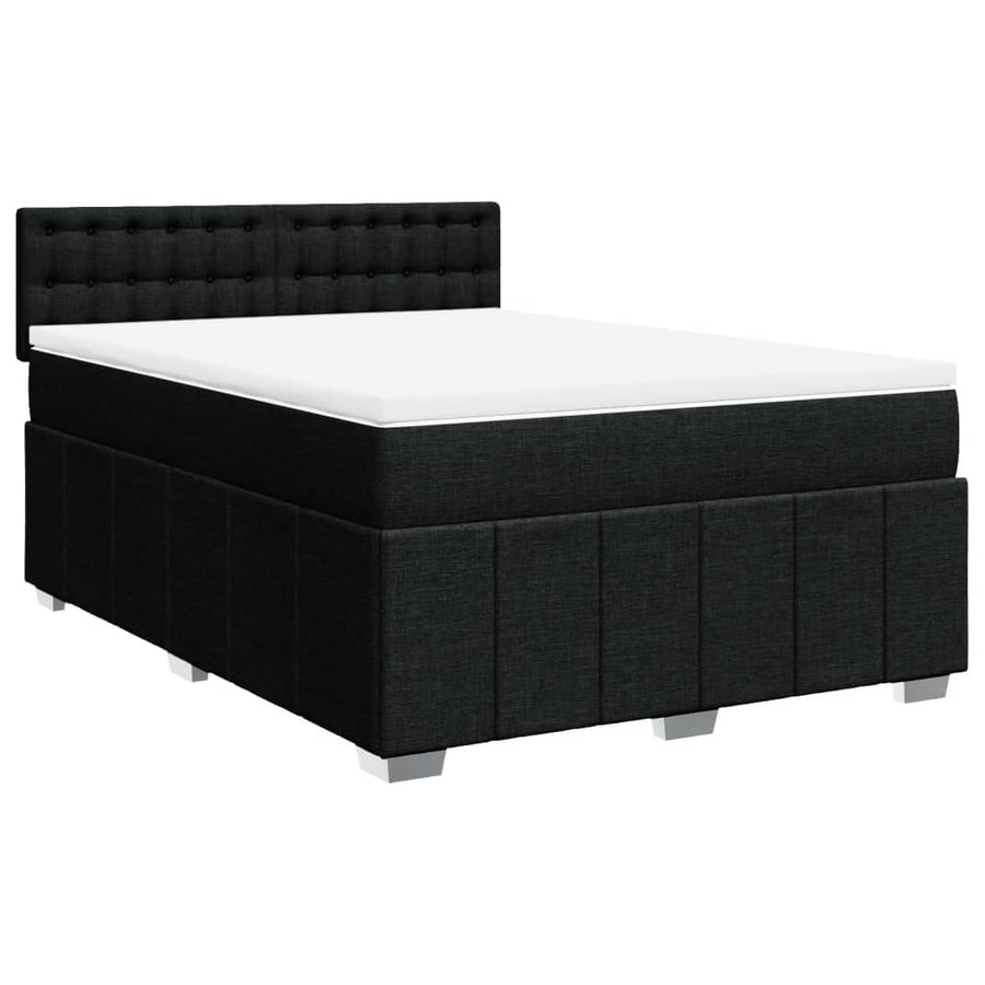 Boxspring met matras stof zwart 140x200 cm