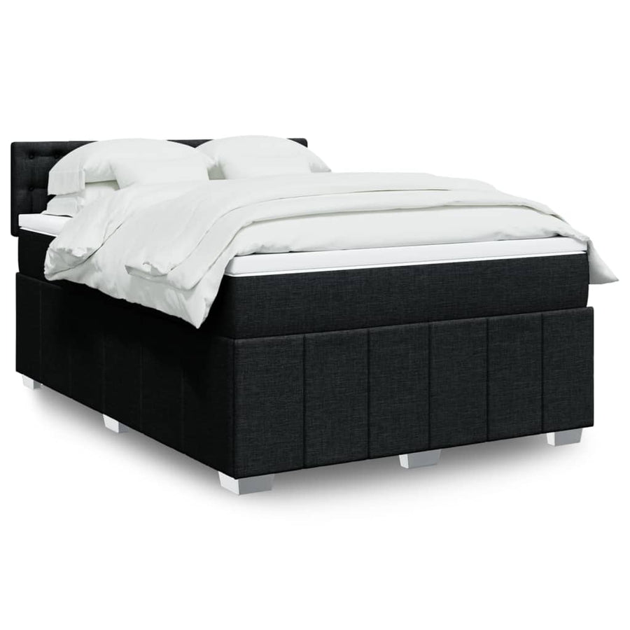 Boxspring met matras stof zwart 140x200 cm