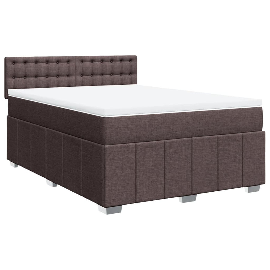 Boxspring met matras stof donkerbruin 140x200 cm