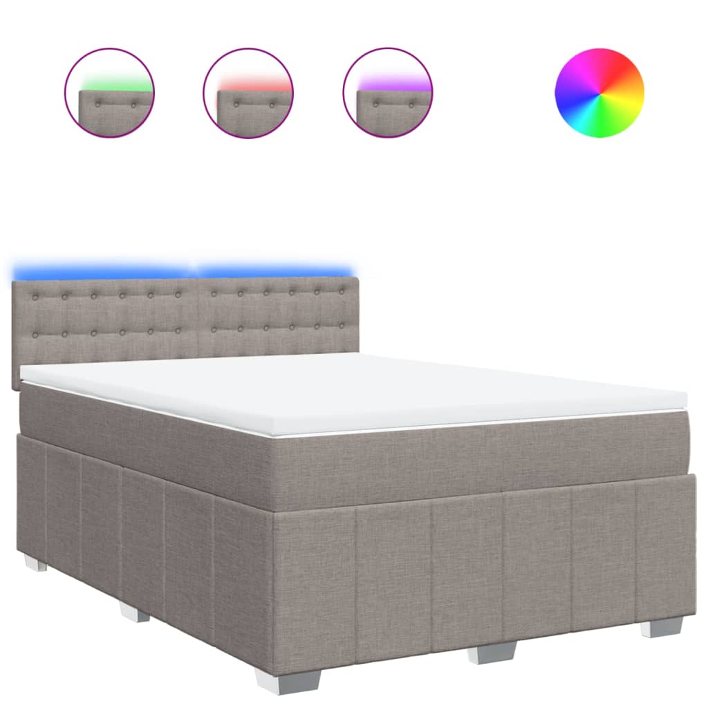 Boxspring met matras stof taupe 140x200 cm