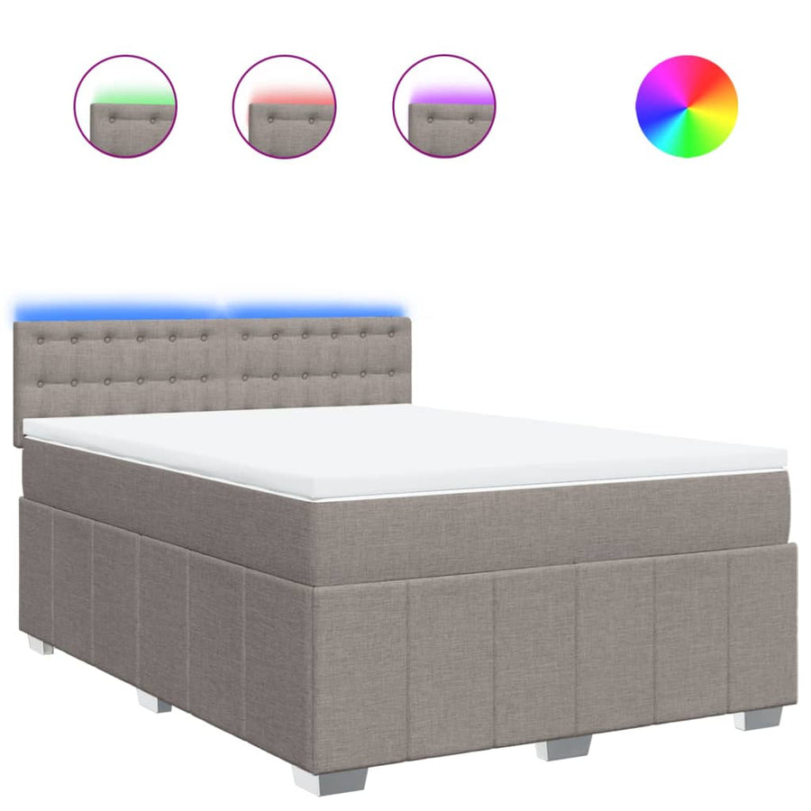 Boxspring met matras stof taupe 140x200 cm