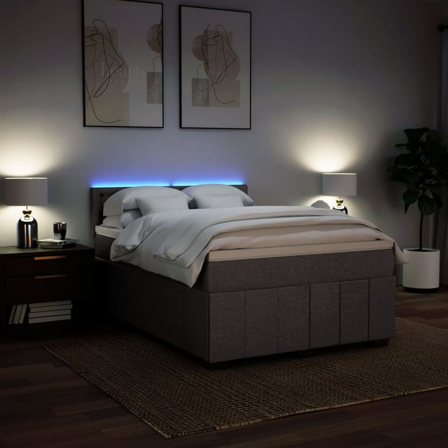 Boxspring met matras stof taupe 140x200 cm