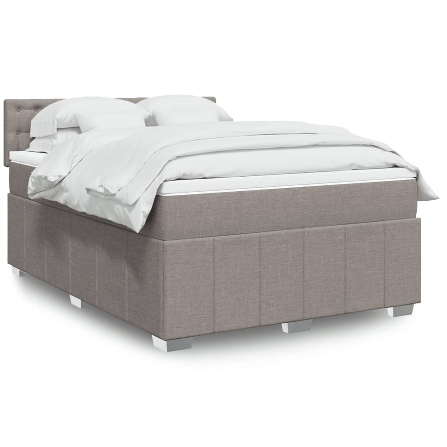 Boxspring met matras stof taupe 140x200 cm
