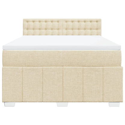Boxspring met matras stof crèmekleurig 140x200 cm