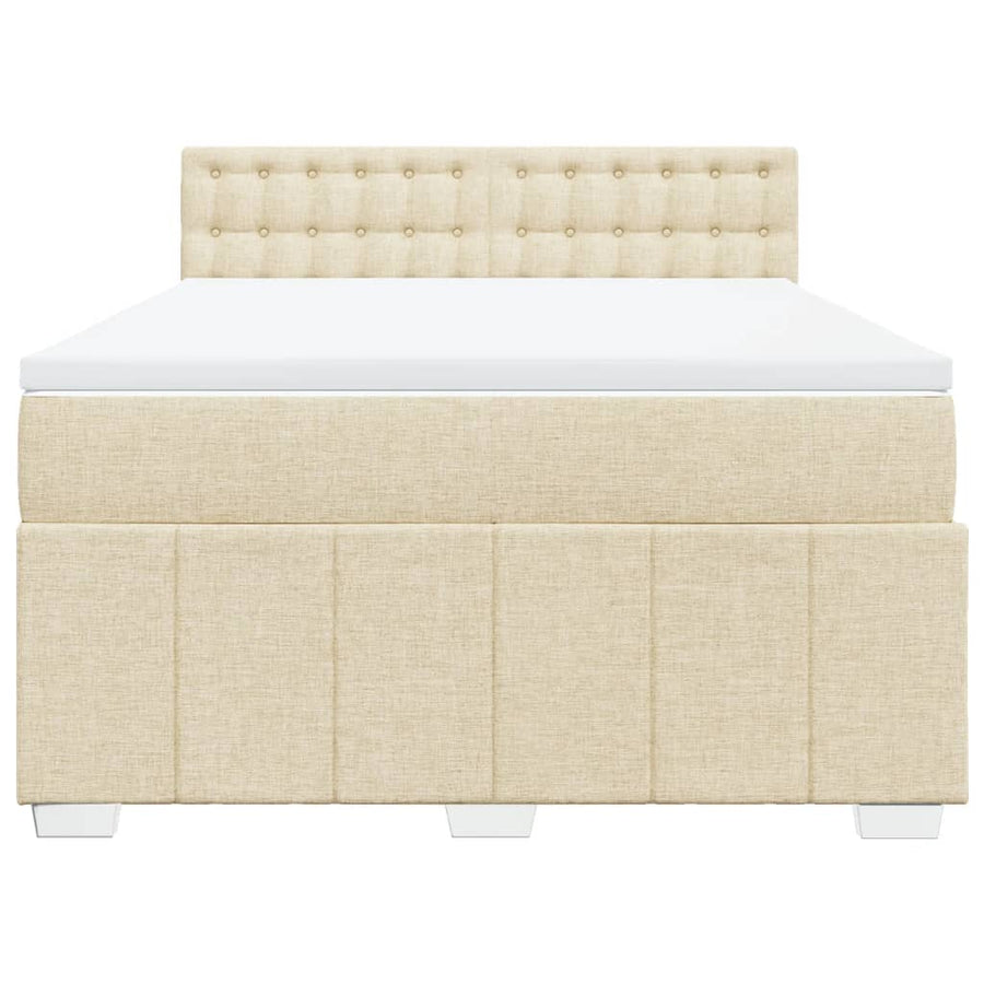 Boxspring met matras stof crèmekleurig 140x200 cm