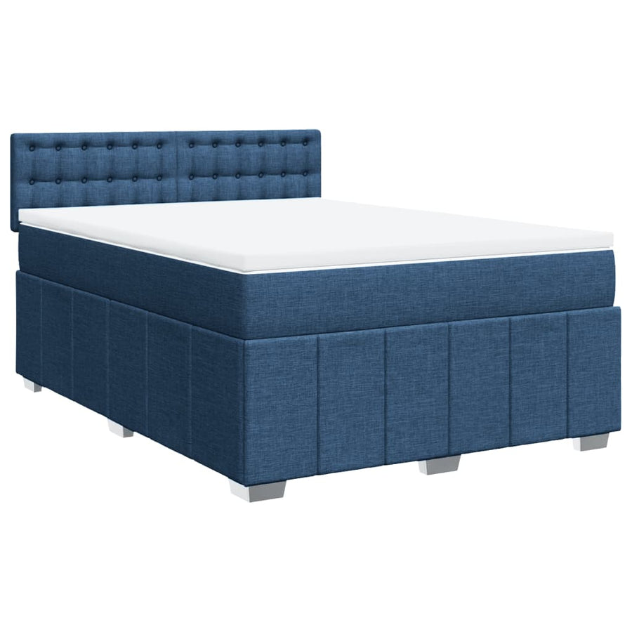 Boxspring met matras stof blauw 140x200 cm