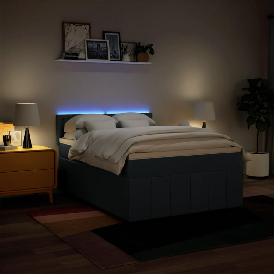 Boxspring met matras stof blauw 140x200 cm