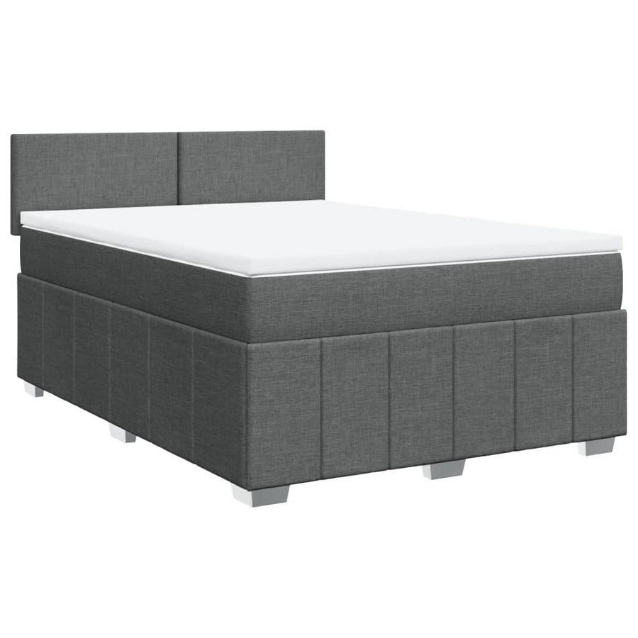 Boxspring met matras stof donkergrijs 160x200 cm