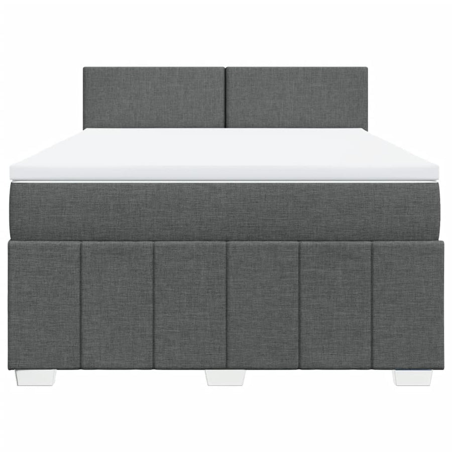Boxspring met matras stof donkergrijs 160x200 cm