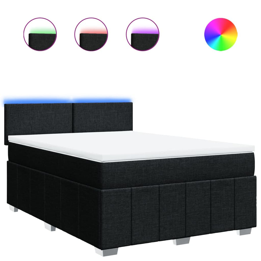 Boxspring met matras stof zwart 160x200 cm