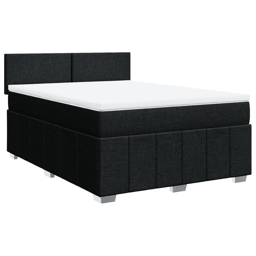 Boxspring met matras stof zwart 160x200 cm
