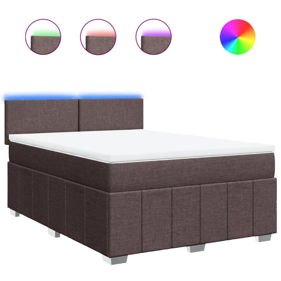 Boxspring met matras stof donkerbruin 160x200 cm