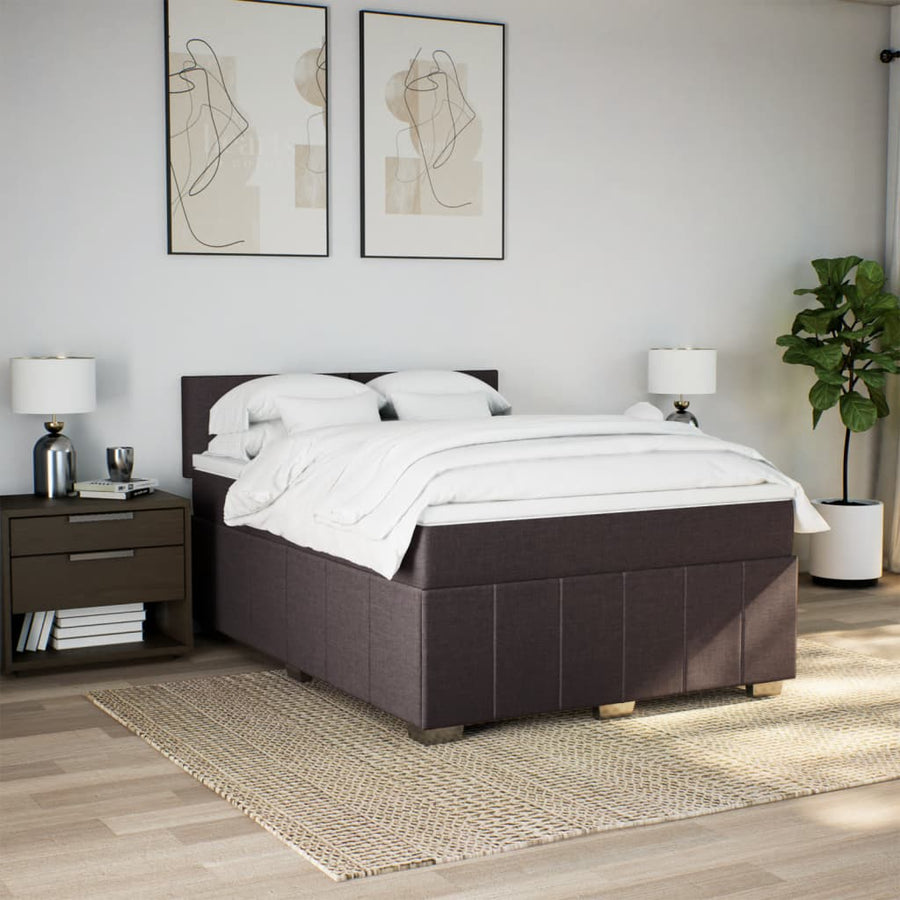 Boxspring met matras stof donkerbruin 160x200 cm