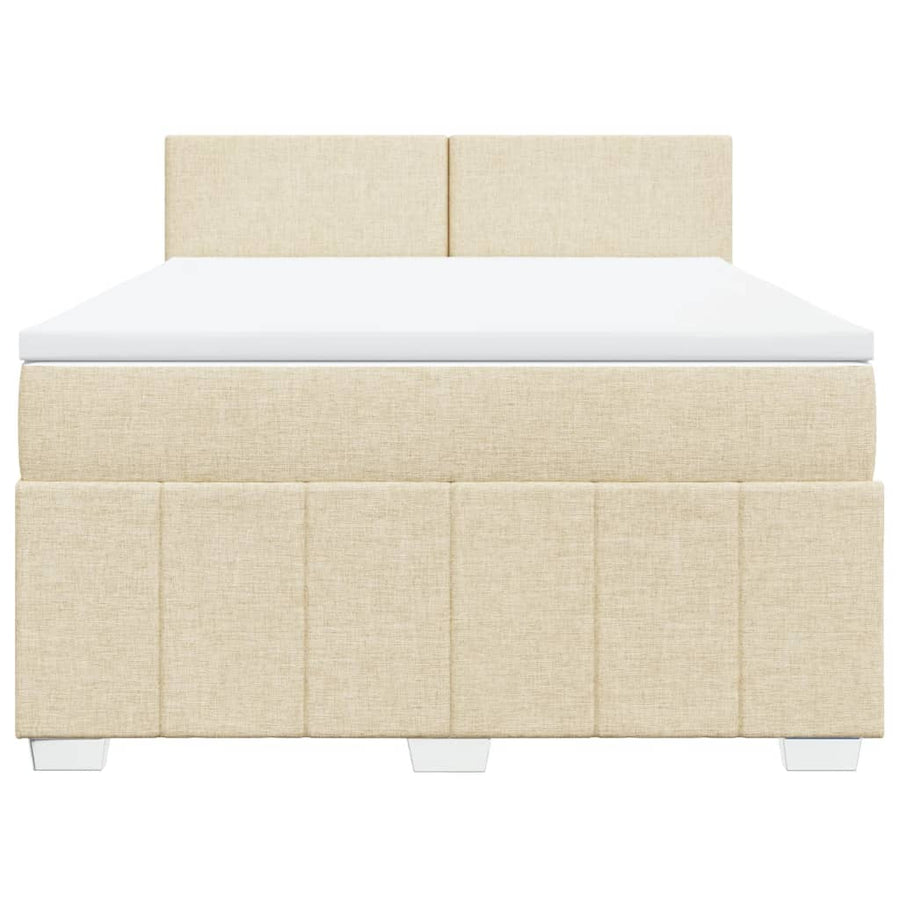 Boxspring met matras stof crèmekleurig 160x200 cm