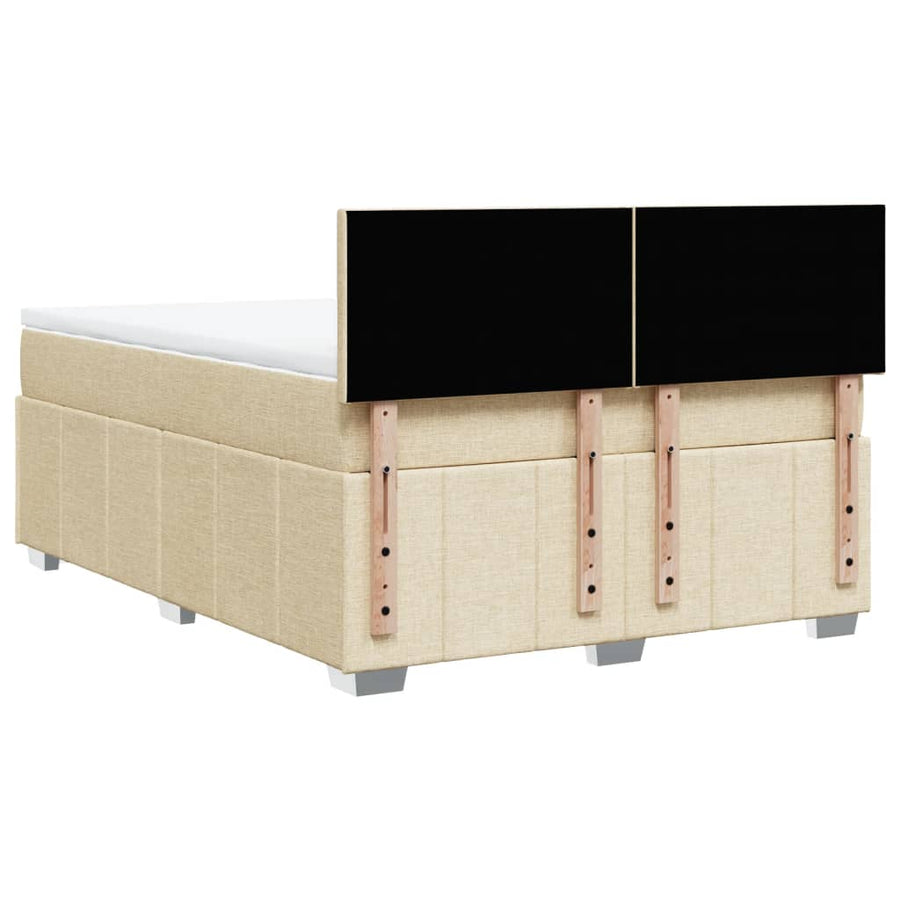 Boxspring met matras stof crèmekleurig 160x200 cm