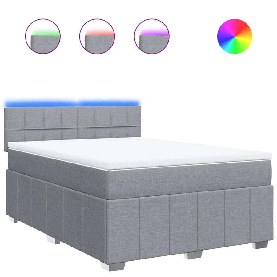 Boxspring met matras stof lichtgrijs 160x200 cm