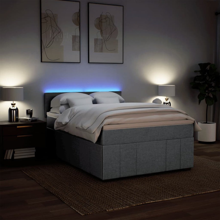 Boxspring met matras stof lichtgrijs 160x200 cm