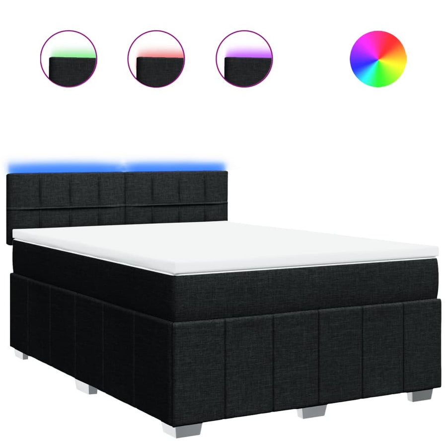 Boxspring met matras stof zwart 160x200 cm