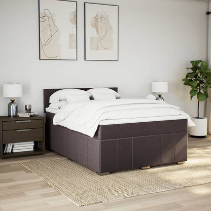 Boxspring met matras stof donkerbruin 160x200 cm