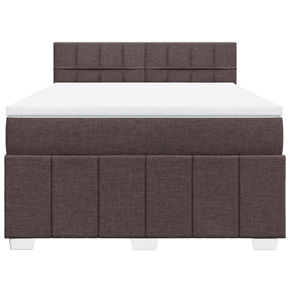 Boxspring met matras stof donkerbruin 160x200 cm