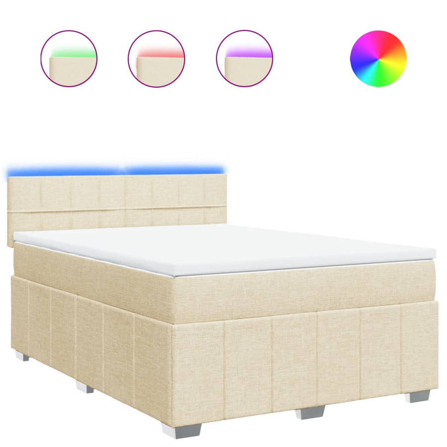 Boxspring met matras stof crèmekleurig 160x200 cm