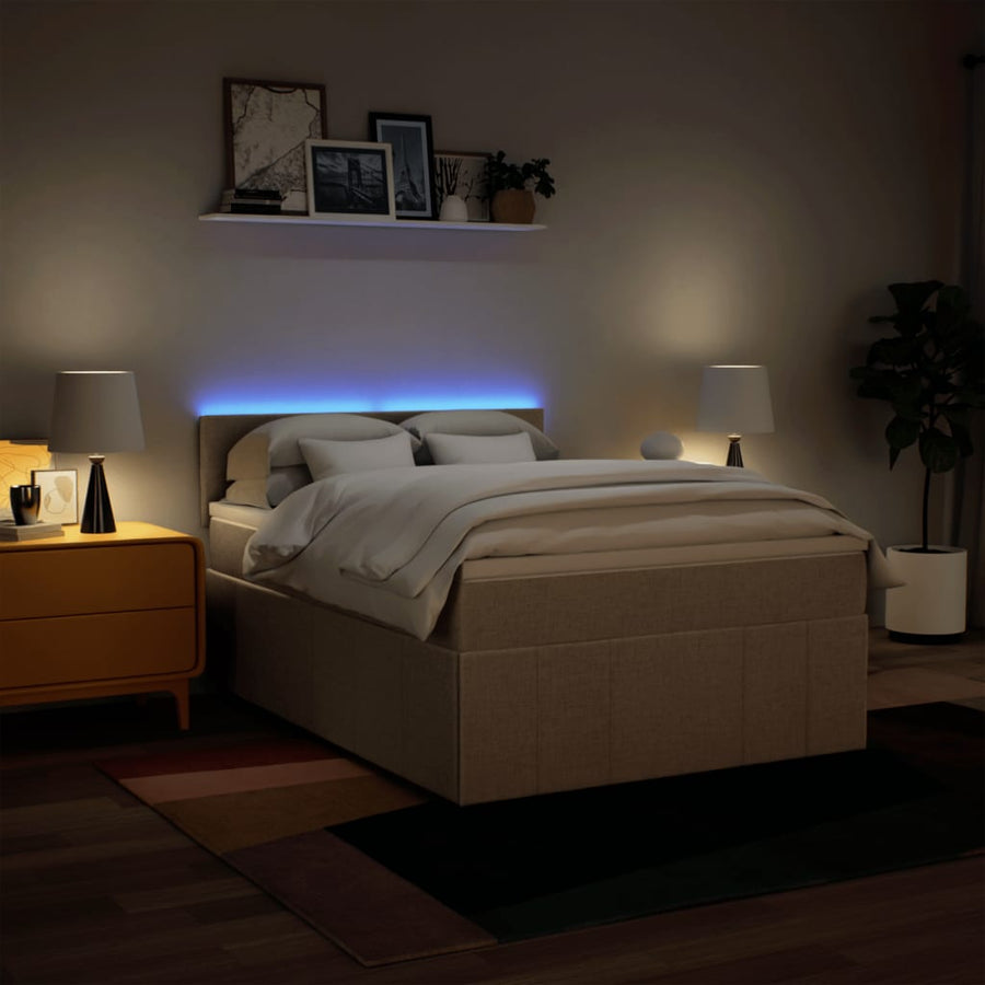 Boxspring met matras stof crèmekleurig 160x200 cm