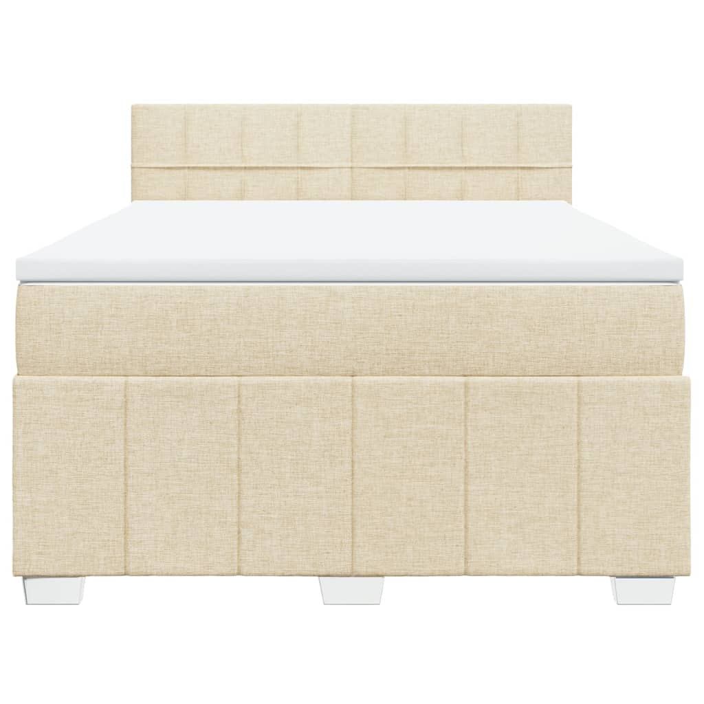 Boxspring met matras stof crèmekleurig 160x200 cm