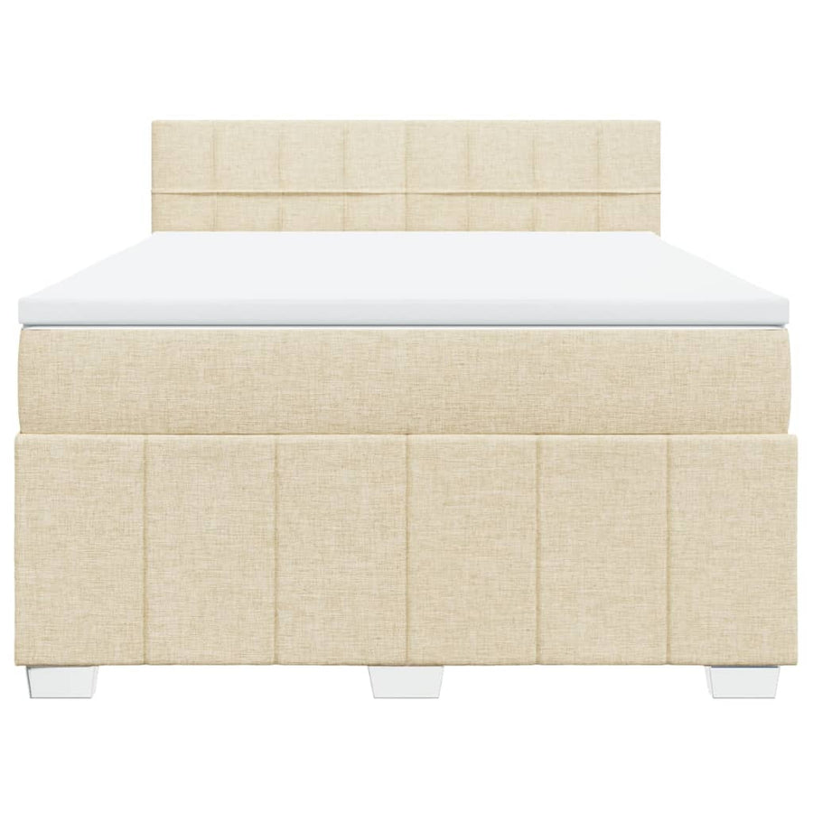 Boxspring met matras stof crèmekleurig 160x200 cm