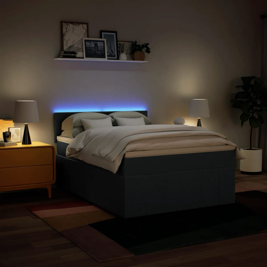 Boxspring met matras stof blauw 160x200 cm