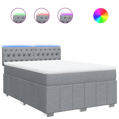 Boxspring met matras stof lichtgrijs 160x200 cm