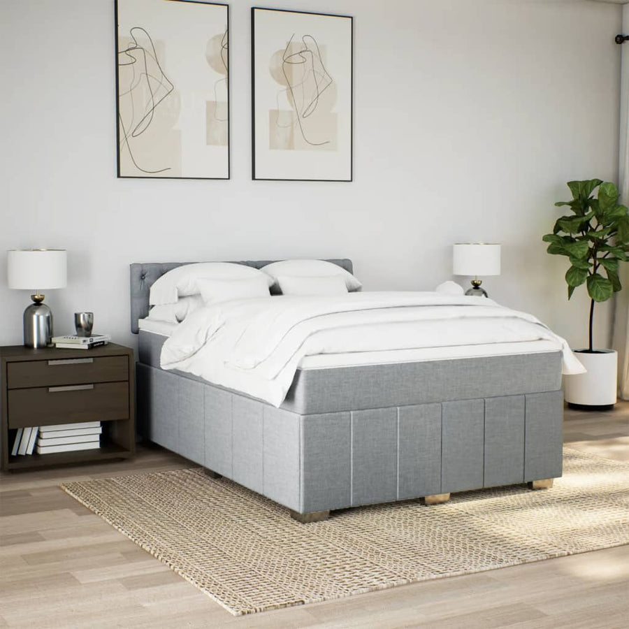 Boxspring met matras stof lichtgrijs 160x200 cm