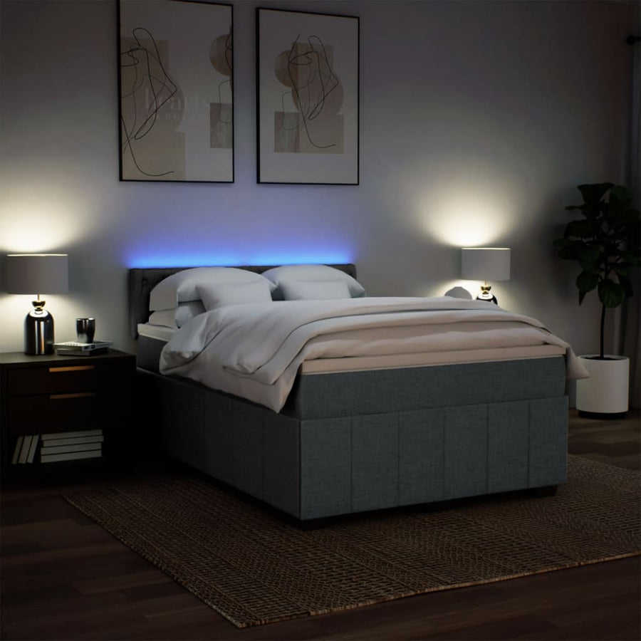 Boxspring met matras stof donkergrijs 160x200 cm