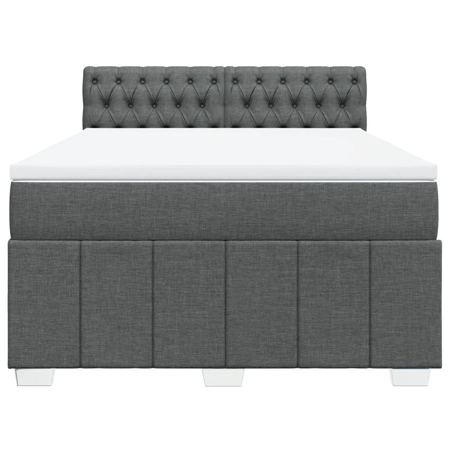 Boxspring met matras stof donkergrijs 160x200 cm